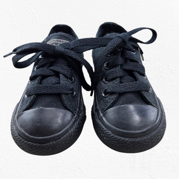 Converse All Star Chuck Taylor Low Top Sneakers Black Monochrome Infant Size 4 - Picture 3 of 9